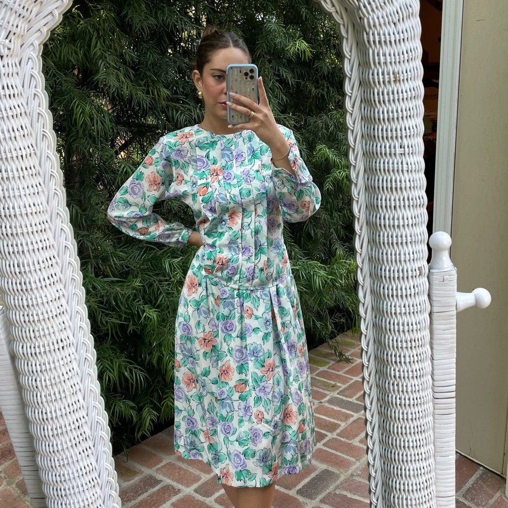 Vintage 80s floral skirt and blouse set